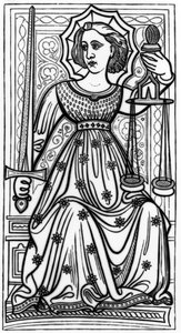 Justicia, después de una carta del tarot del mazo 